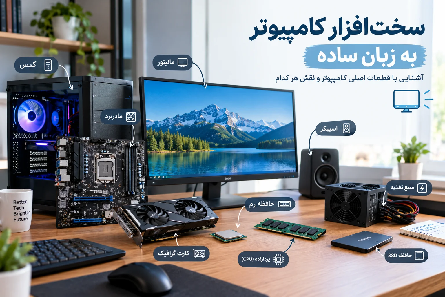 سخت افزار کامپیوتر سخت افزار چیست سخت افزار کامپیوتر چیست اجزای کامپیوتر قطعات کامپیوتر انواع سخت افزار کامپیوتر